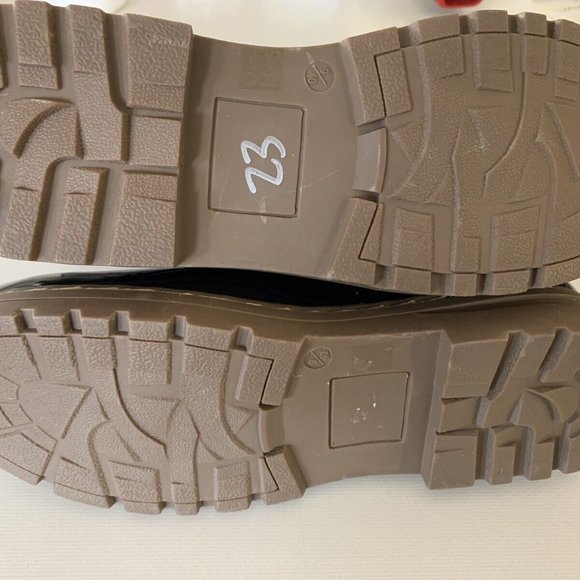 CL by Laundry Black Vinyl Hand Painted Combat Boots - Picture 4 of 5